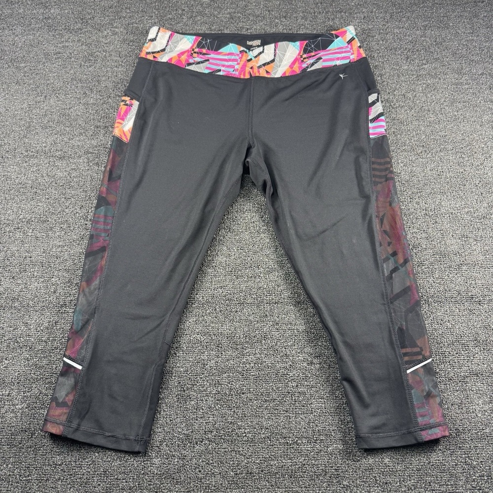 Women's Danskin Now Black Dri-More Tech Capri Leggings Sz Large‎ Activewear Yoga